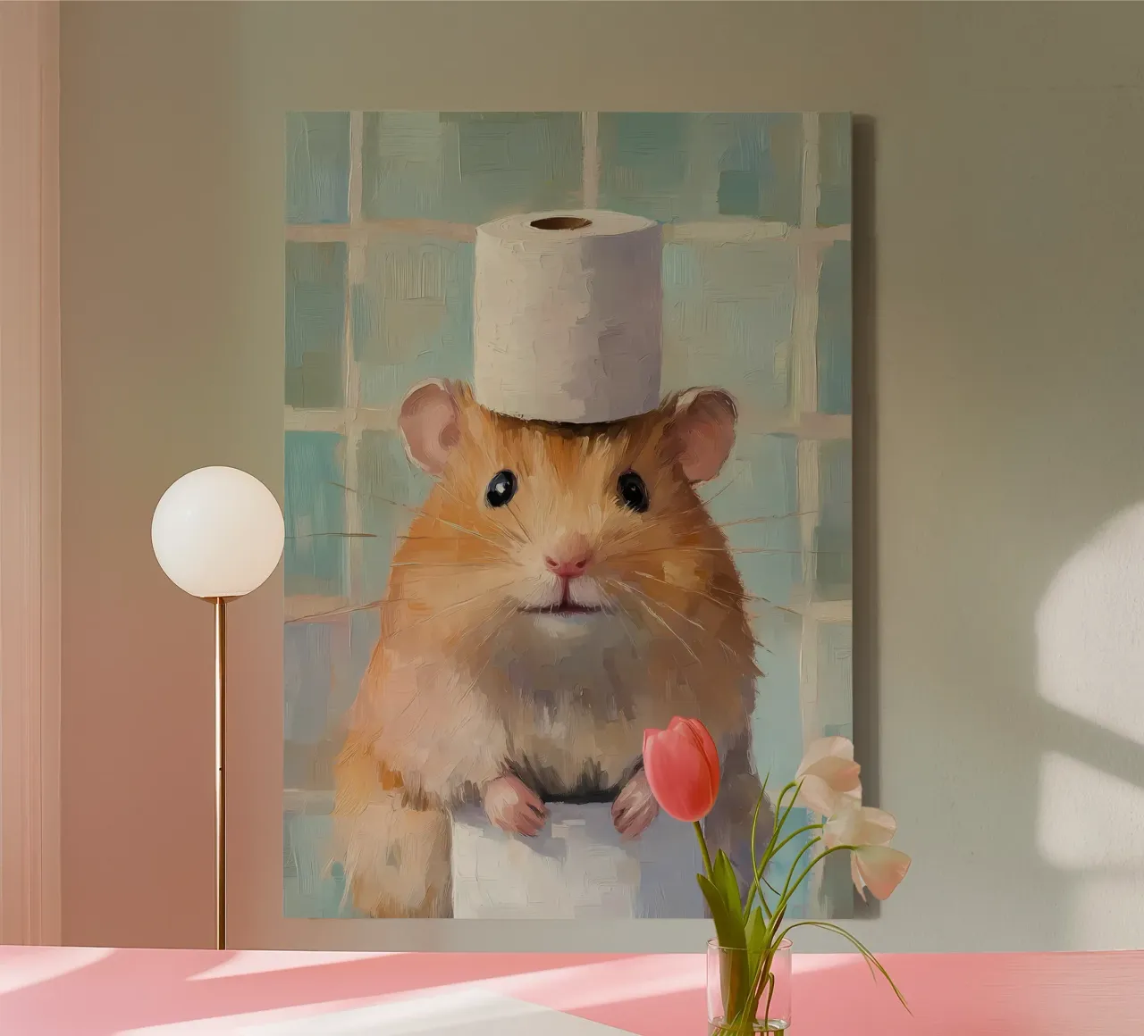 Hamster met wc-hoed canvas van Adrian Patel