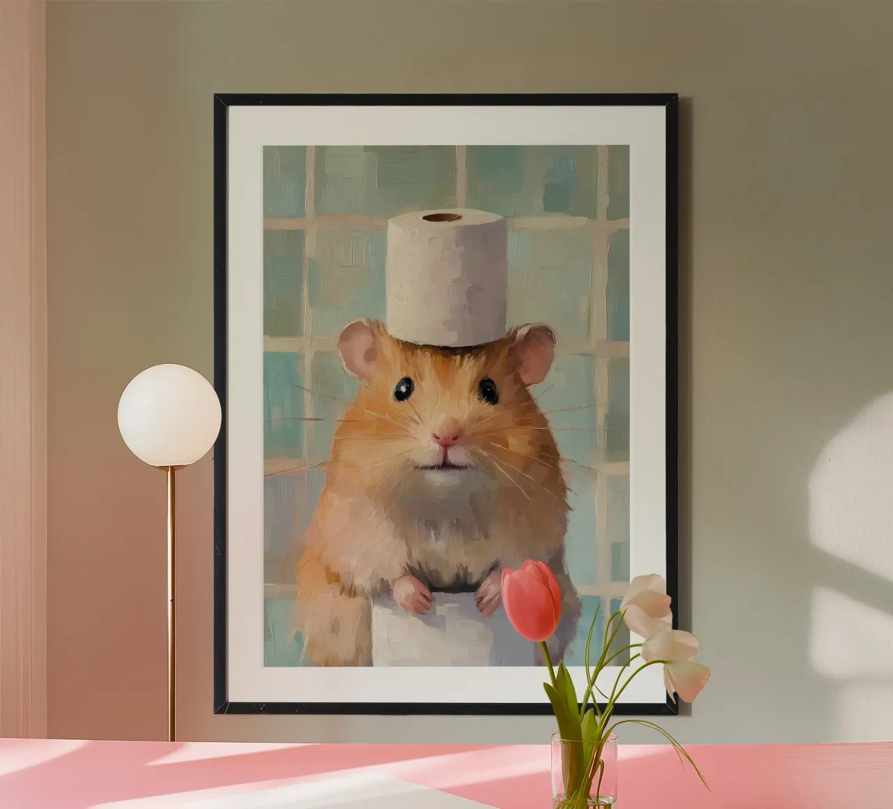 Hamster met wc-hoed hahnemühle van Adrian Patel