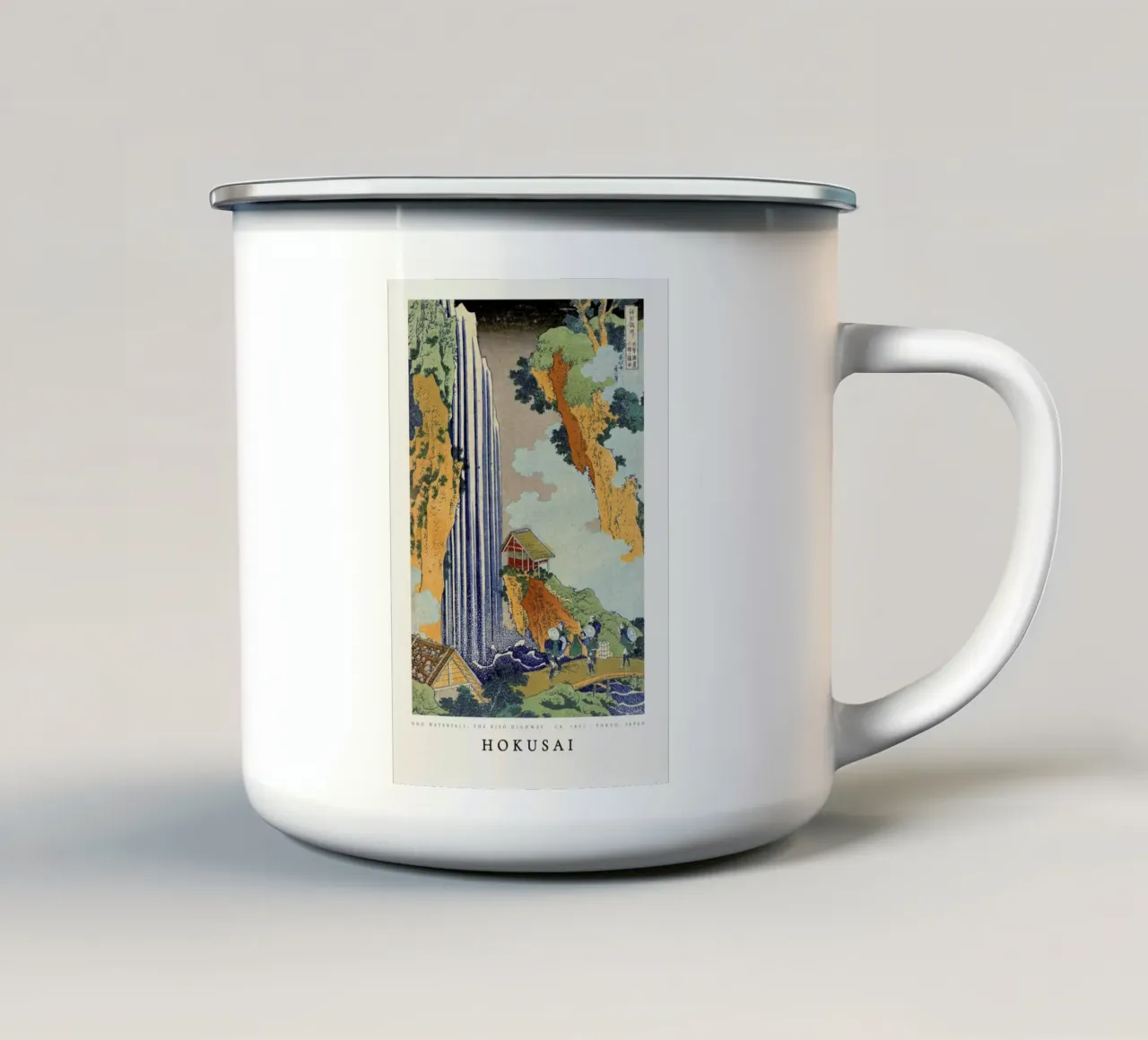 Hokusai - Ono Waterfall, the Kiso Highway tazza in smalto da ARTOTHEK