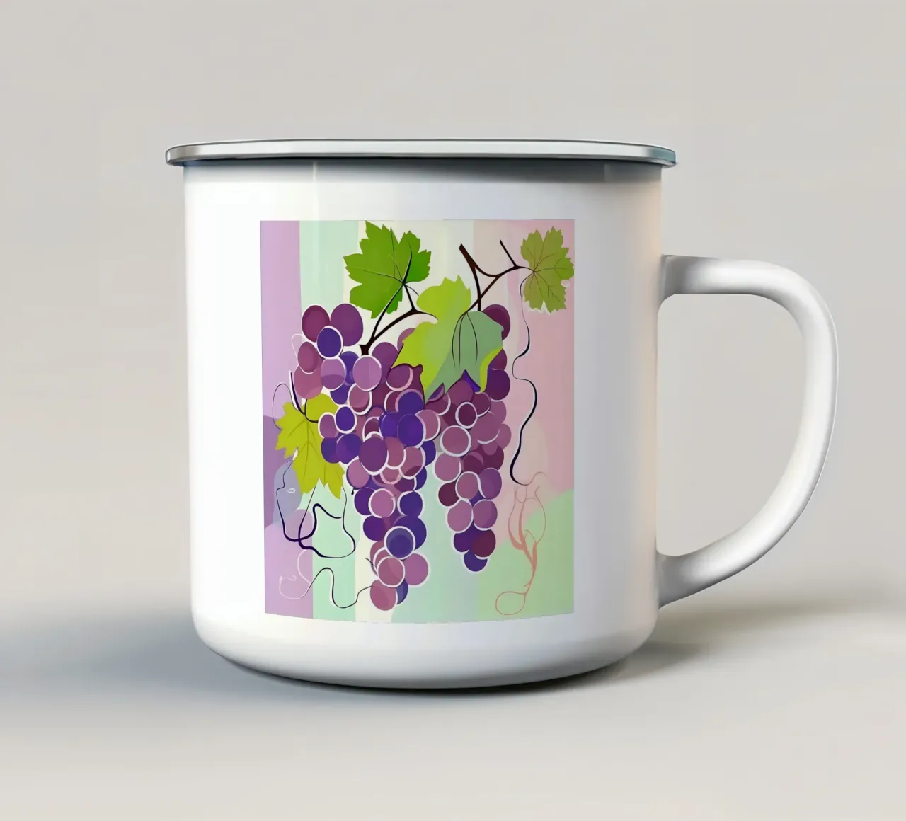 Weintrauben_Stil_A_1 Emaille Tasse von Pink- und LoveArt by LK