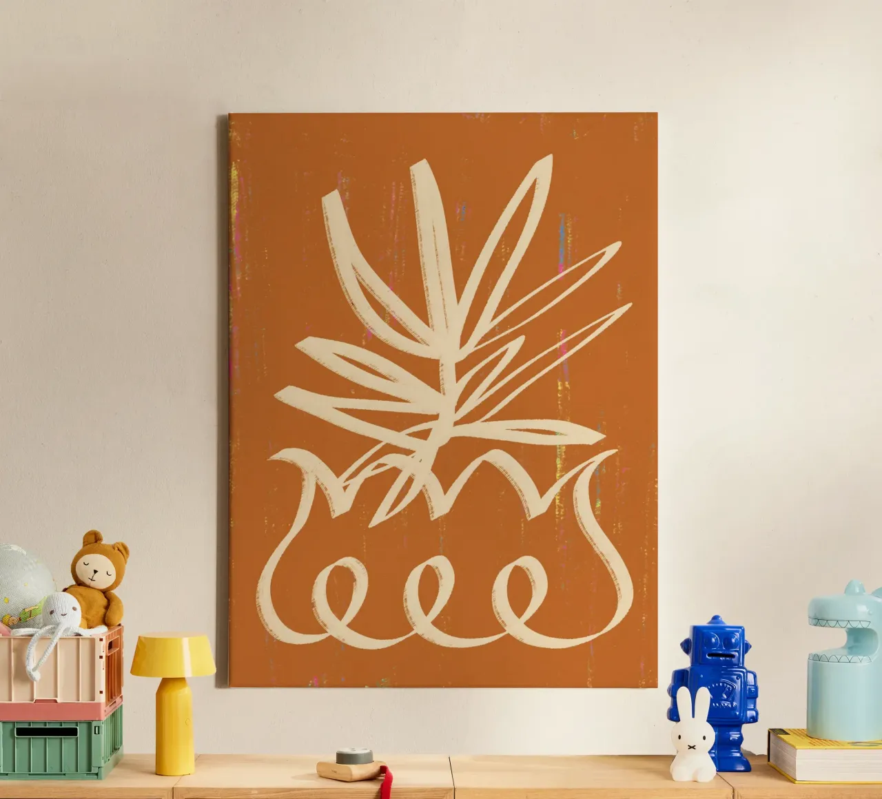 Floopy Potted Plant, Botanical Terracotta Earthy Line Art canvas by 83oranges