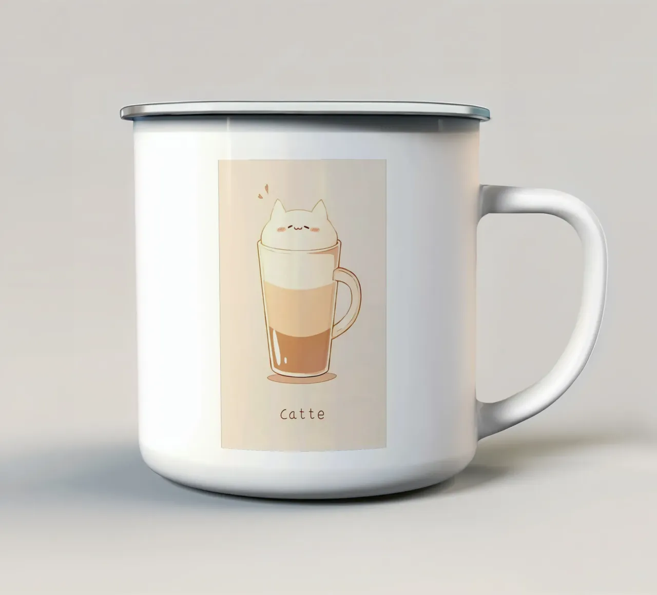 Caffè Cat Latte Cafe tazza in smalto da Bartosz Powalka