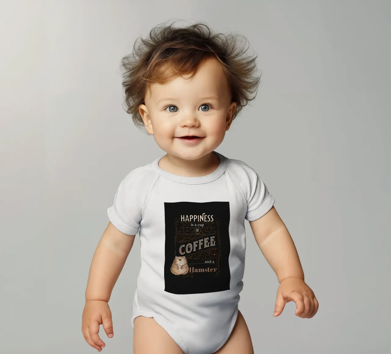 Glück ist Kaffee & Hamster Kurzarm Babybody von Bartosz Powalka