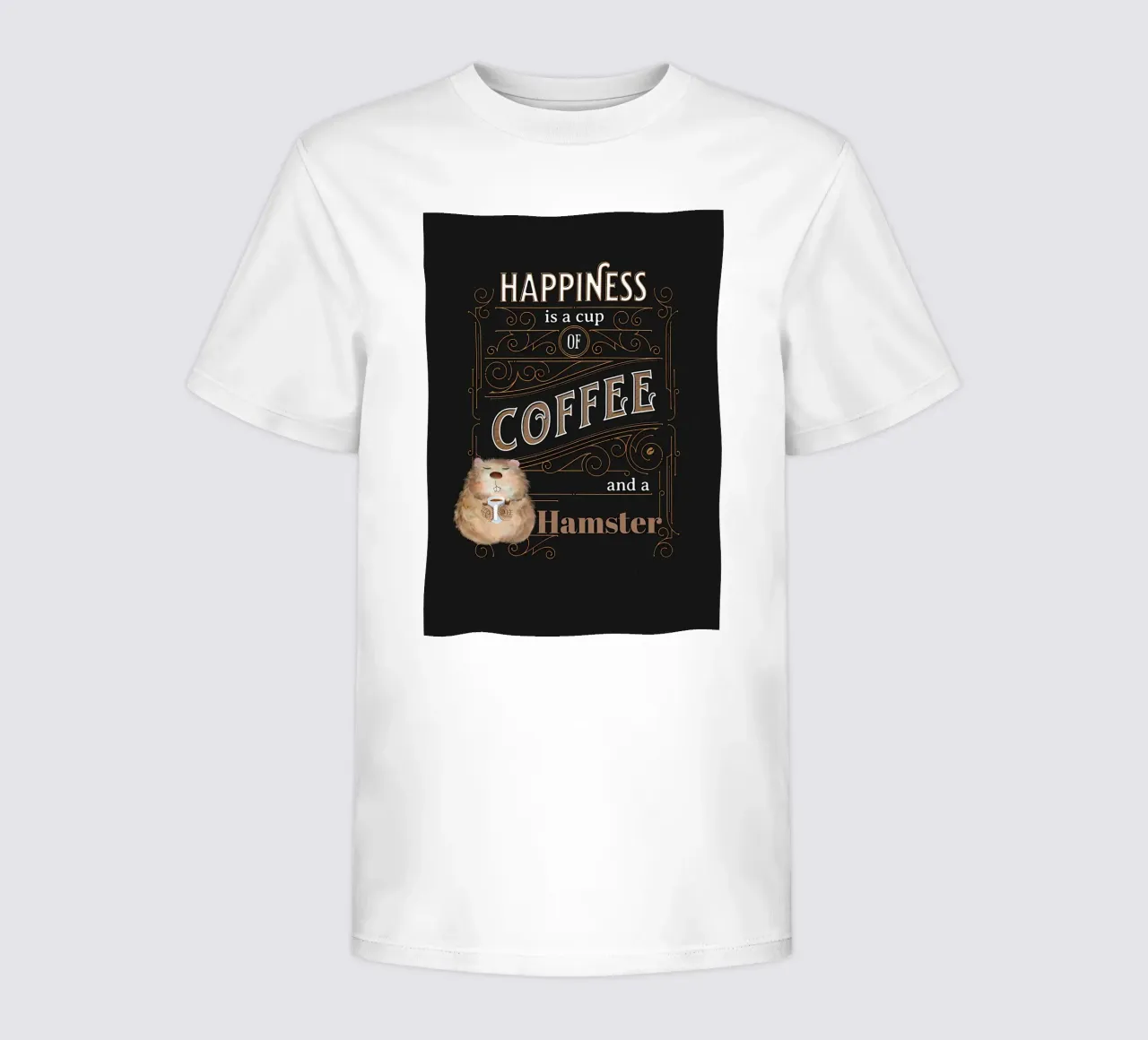 Happiness is Coffee & Hamster kids t-shirt by Bartosz Powalka