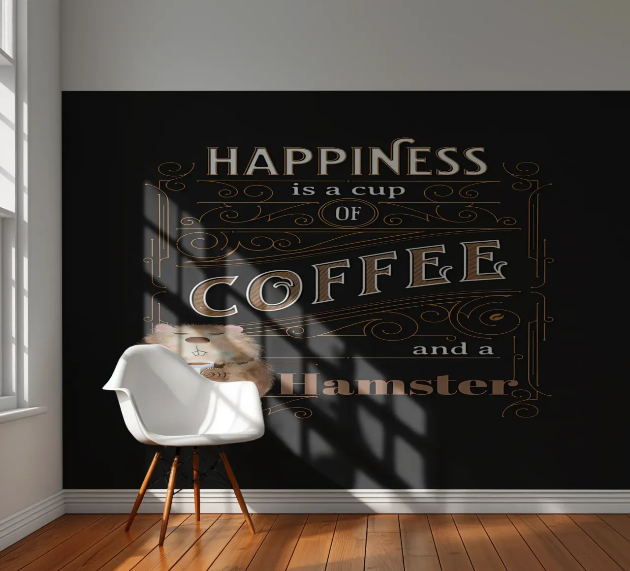 Geluk is koffie & hamster fotobehang van Bartosz Powalka