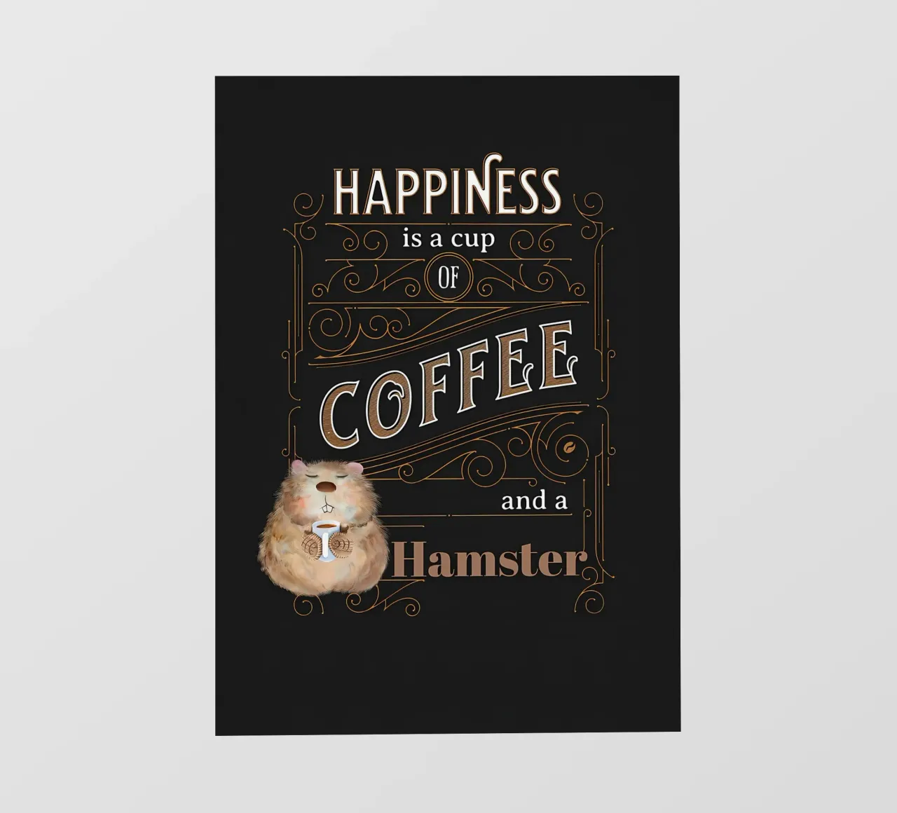 Geluk is koffie & hamster fotobehang van Bartosz Powalka