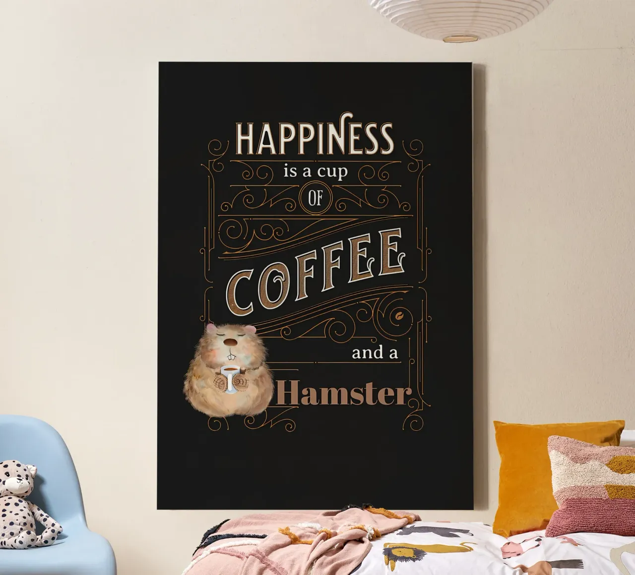 Happiness is Coffee & Hamster canvas by Bartosz Powalka