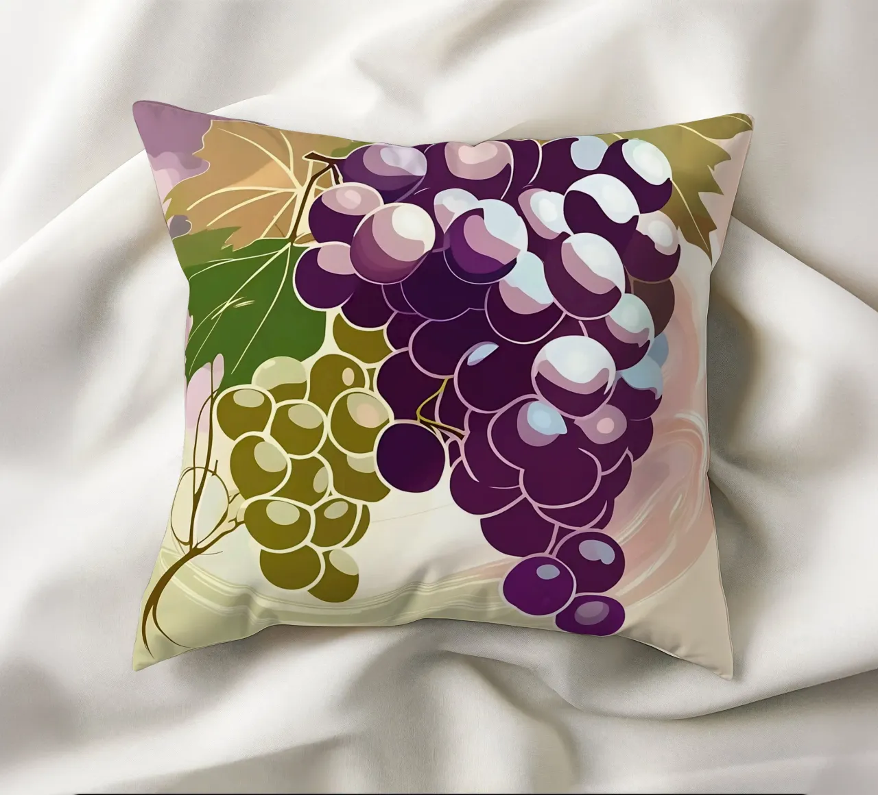 Grapes_style_A_2 decorative cushion by Pink- und LoveArt by LK