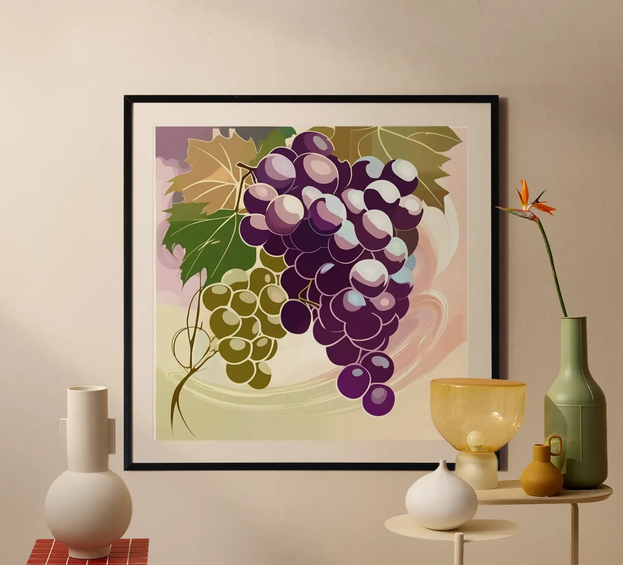 Druiven_stijl_A_2 poster van Pink- und LoveArt by LK