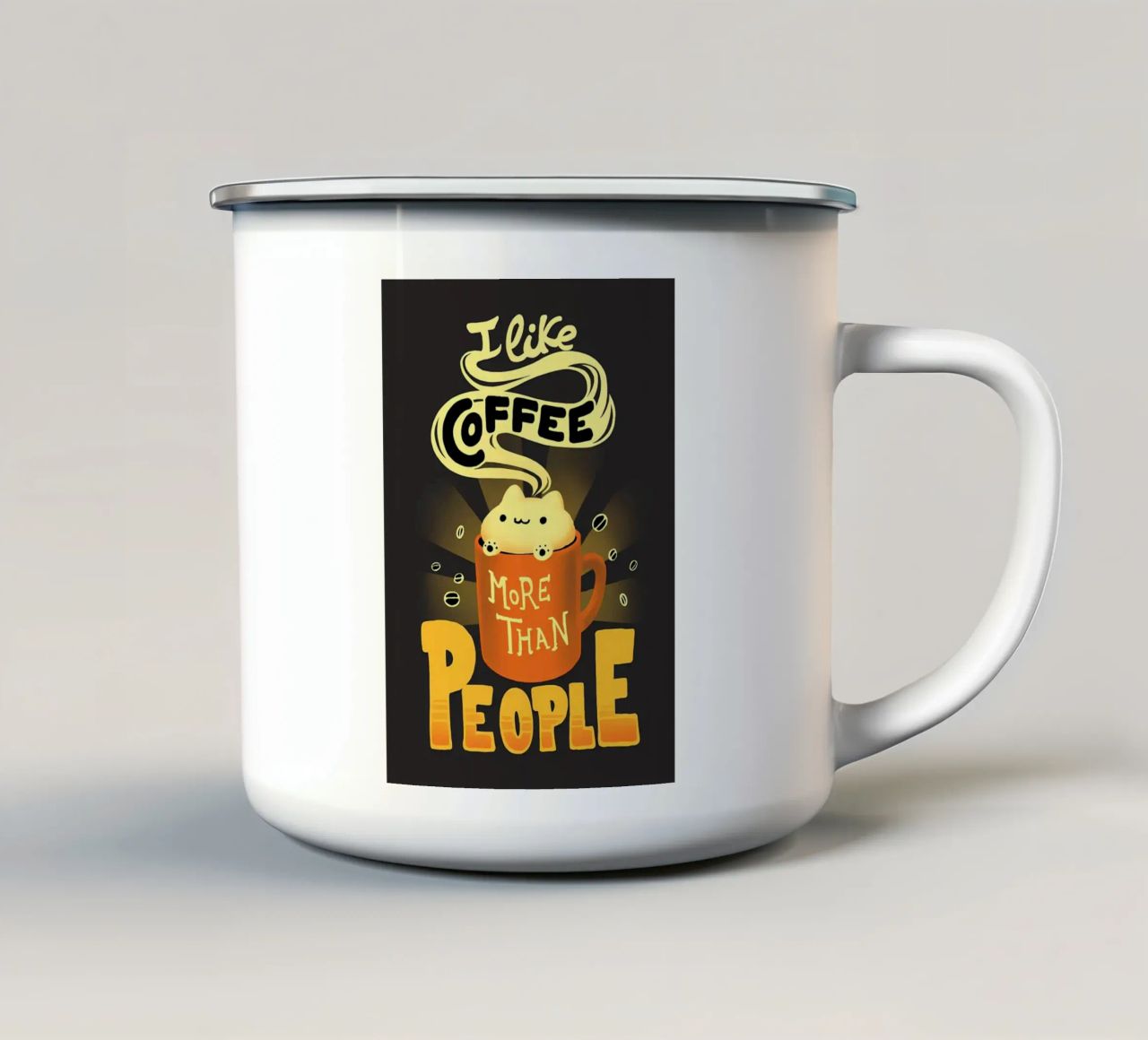 Kaffee ist besser Katze Emaille Tasse von Bartosz Powalka