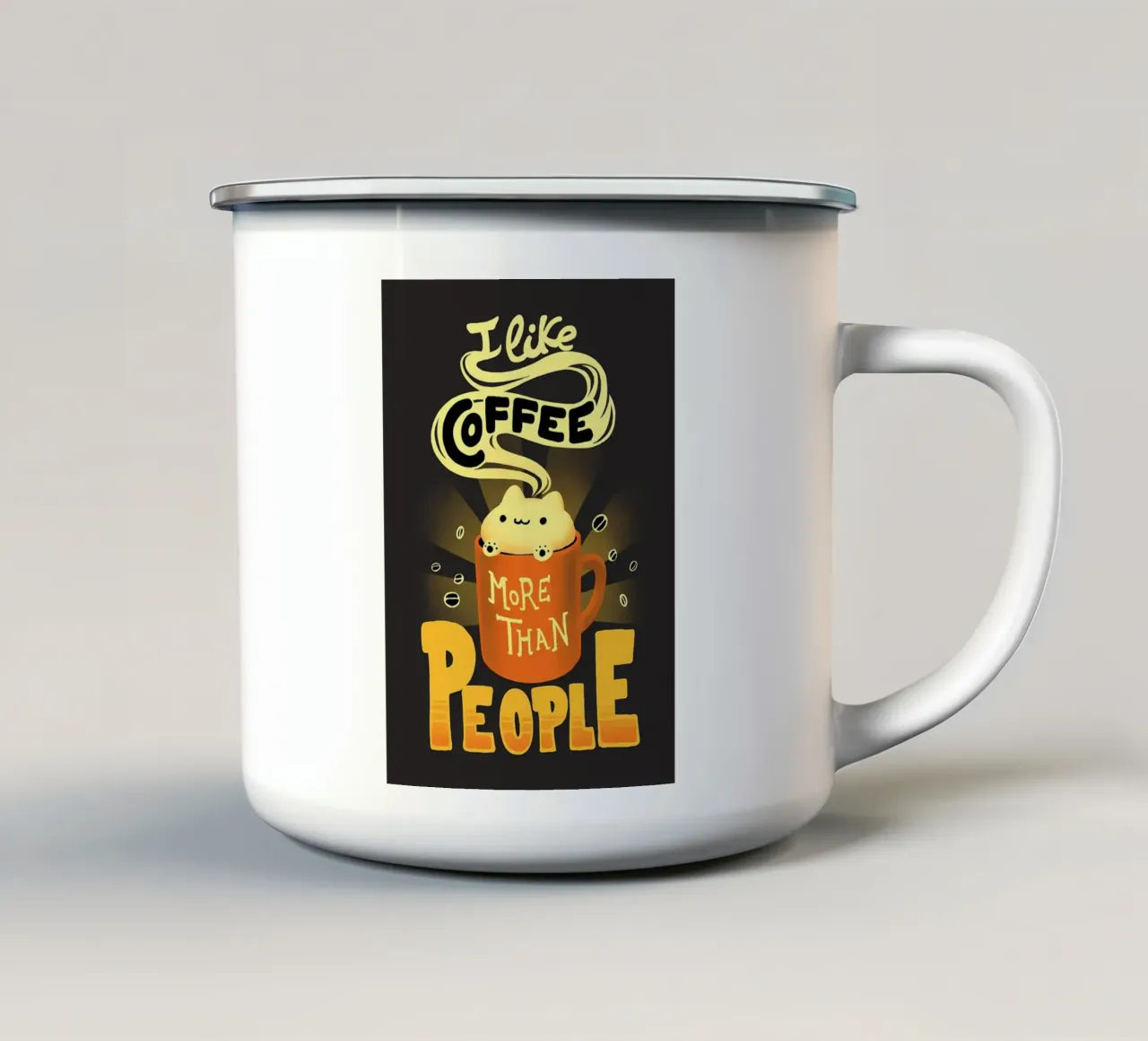 Il caffè è meglio del gatto tazza in smalto da Bartosz Powalka