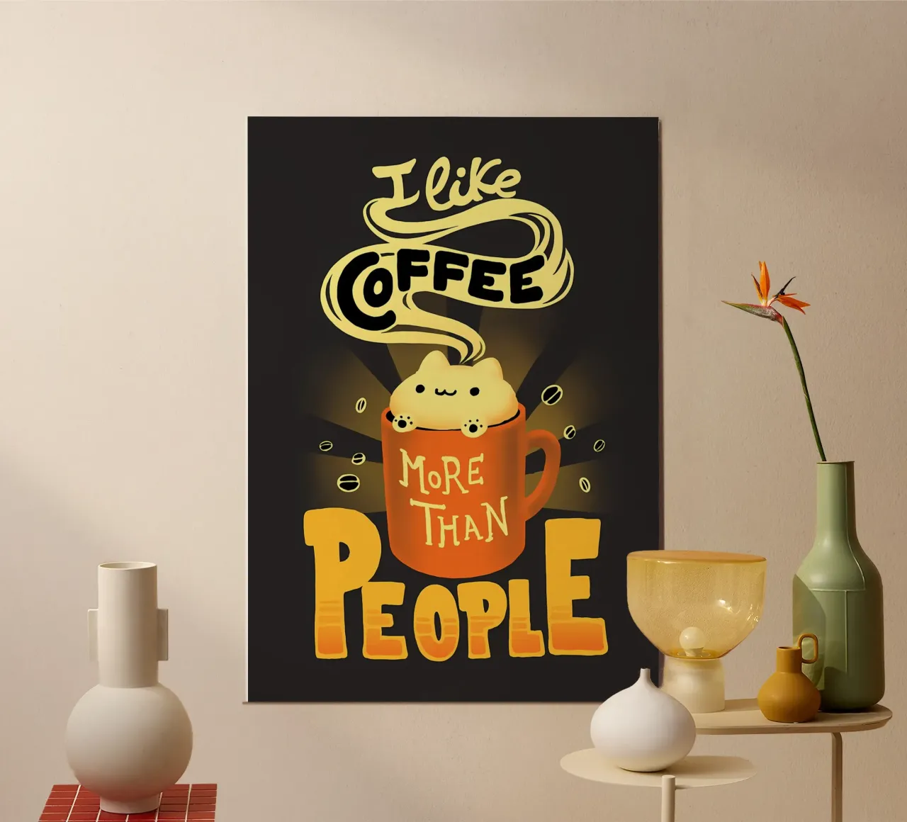 Coffee is Better Cat alu-dibond by Bartosz Powalka