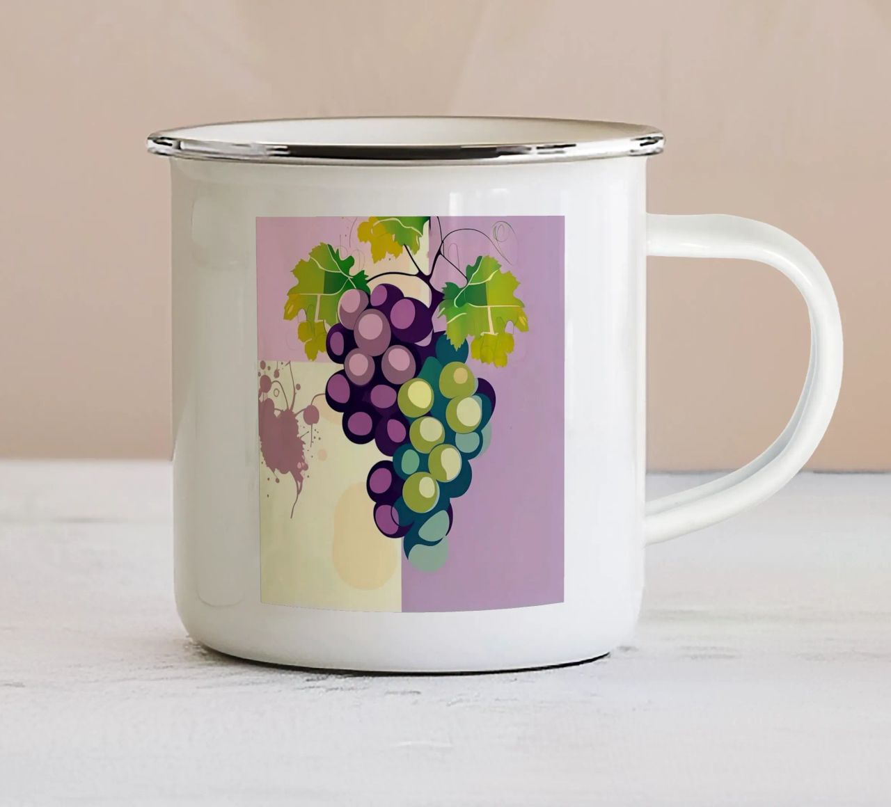 Uva_stile_A_3 tazza in smalto da Pink- und LoveArt by LK