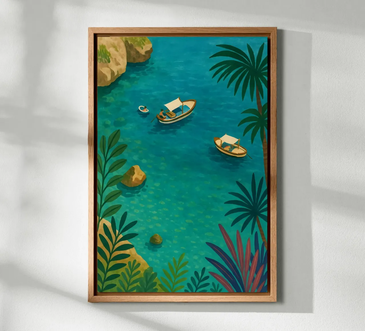 Amalfi boot scène canvas met Baklijst van Aquarevo
