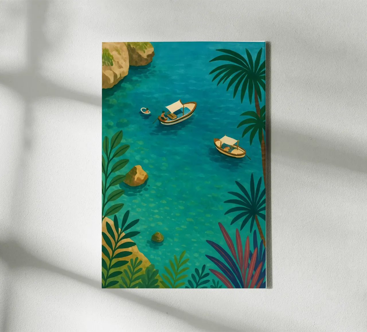 Amalfi boot scène canvas met Baklijst van Aquarevo