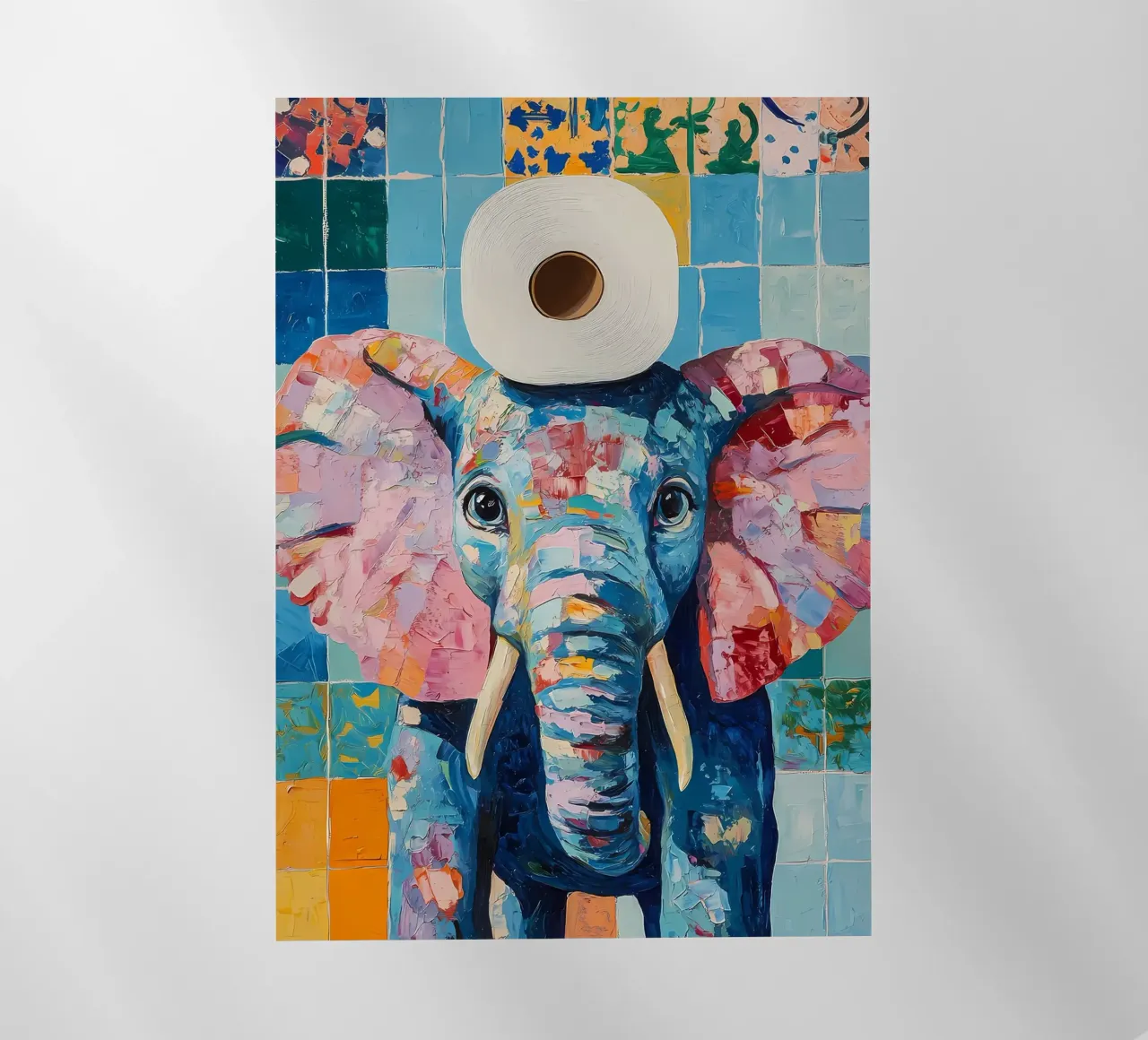 Elephant with Toilet Paper backlit film by Adrian Patel