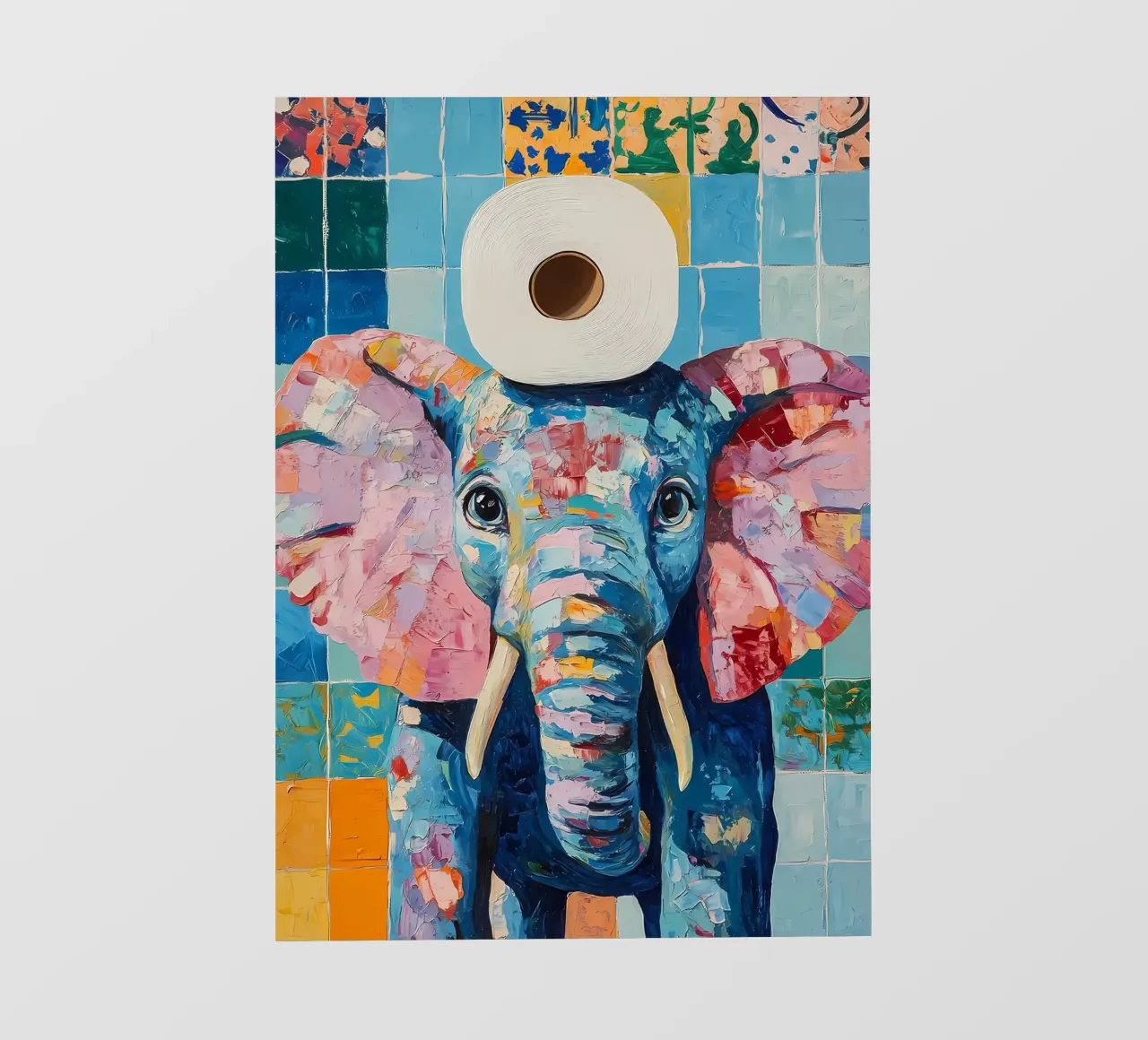 Elephant with Toilet Paper backlit film by Adrian Patel