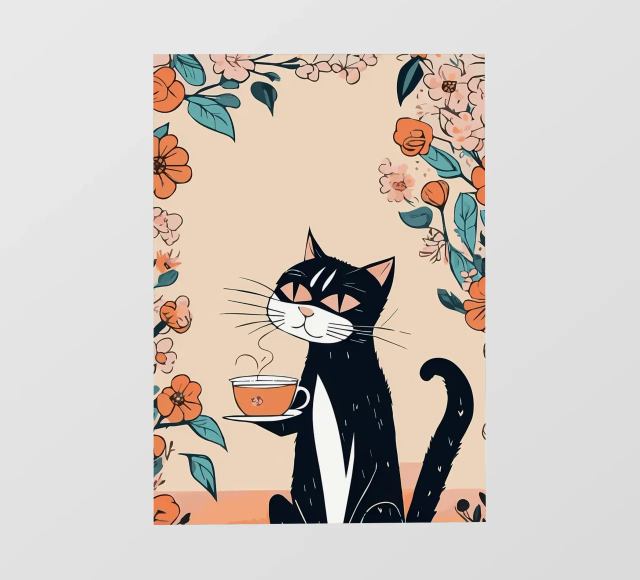 Gatto Caffè Fiori 2 telo in pvc da Bartosz Powalka