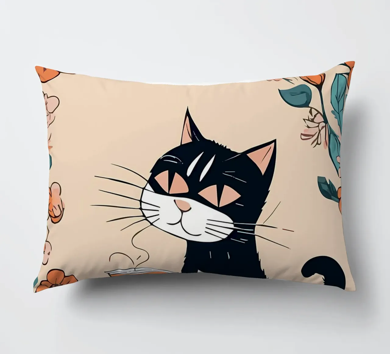 Gatto Caffè Fiori 2 cuscino da Bartosz Powalka
