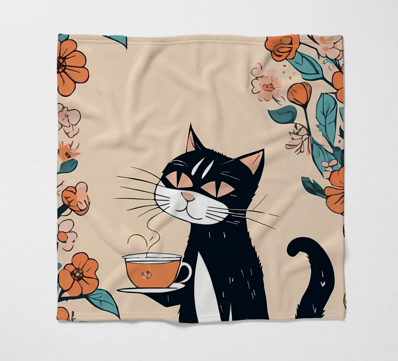 Gatto Caffè Fiori 2 coperta in pile da Bartosz Powalka