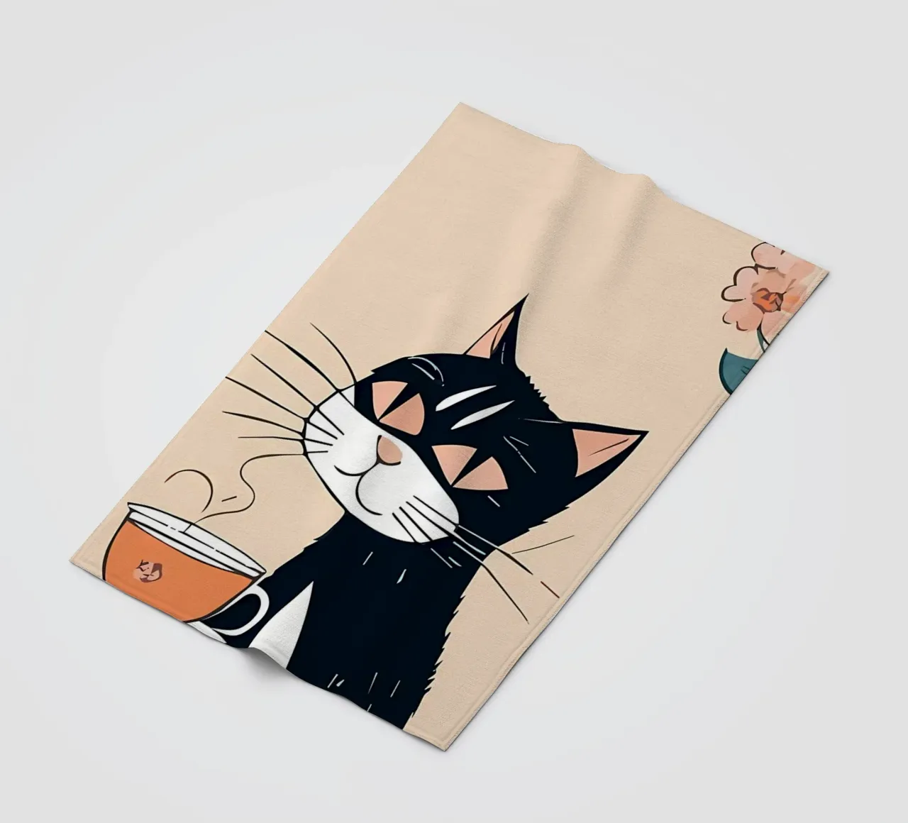 Gatto Caffè Fiori 2 coperta in pile da Bartosz Powalka