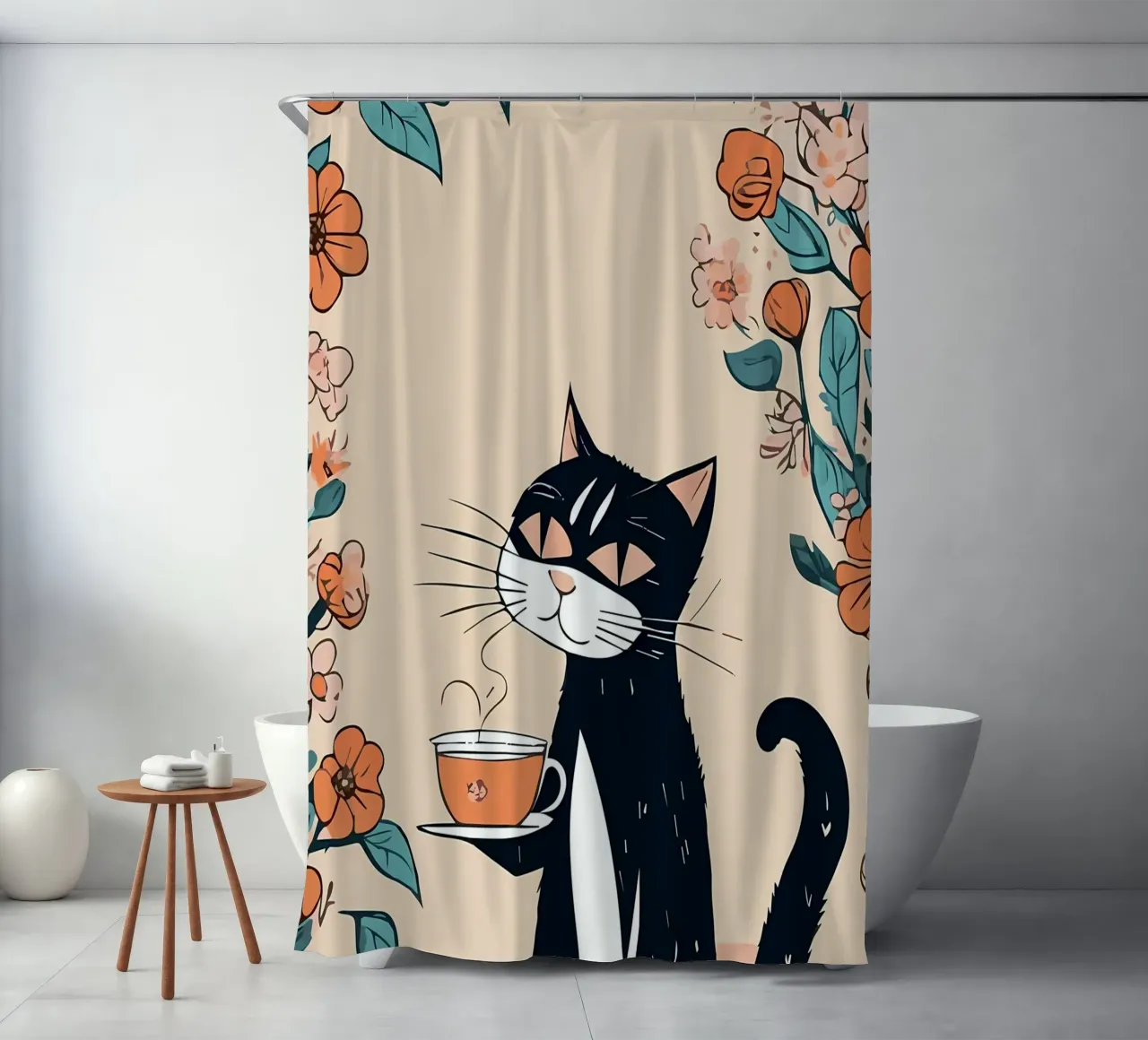 Gatto Caffè Fiori 2 tenda da doccia da Bartosz Powalka