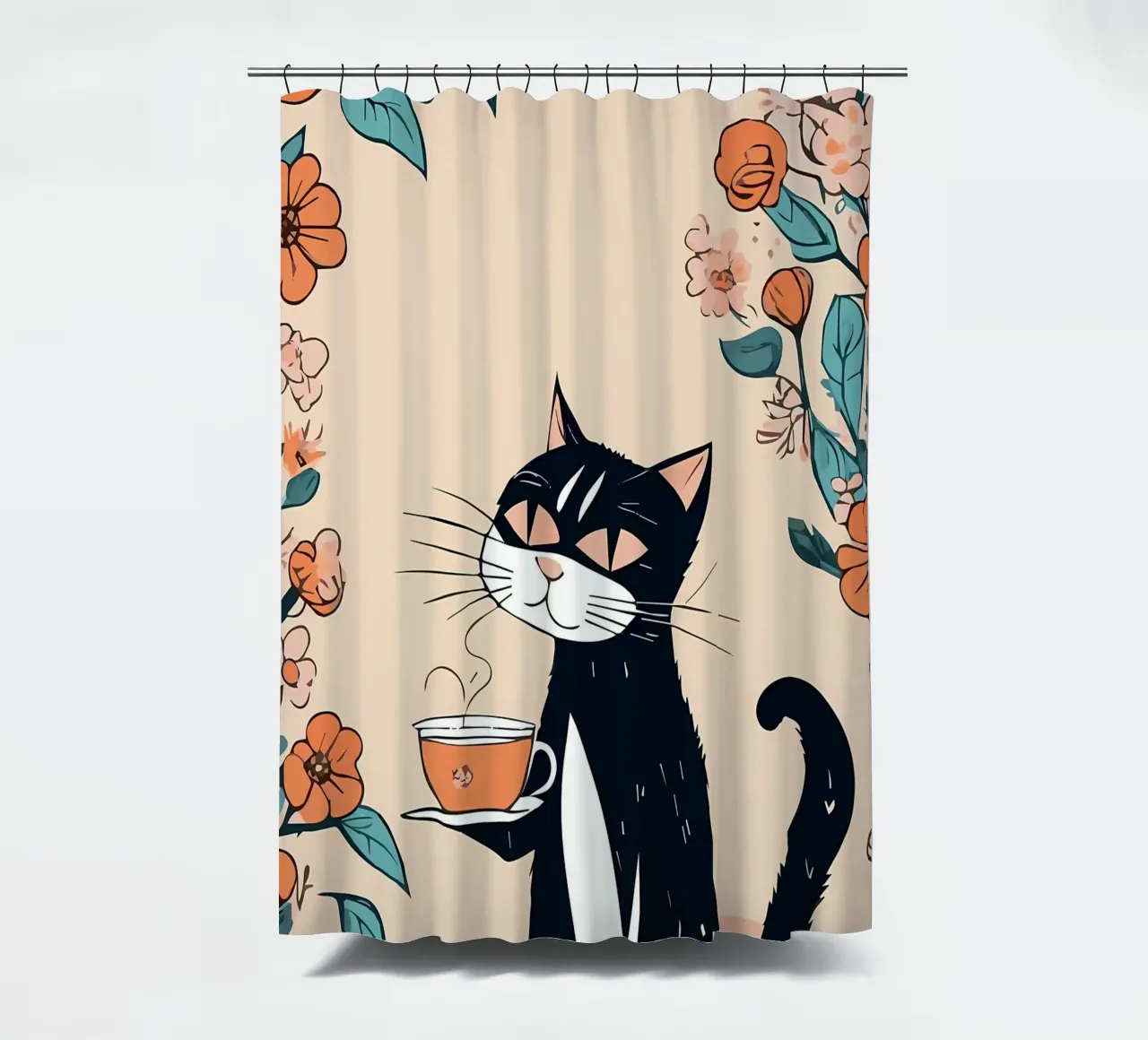 Gatto Caffè Fiori 2 tenda da doccia da Bartosz Powalka
