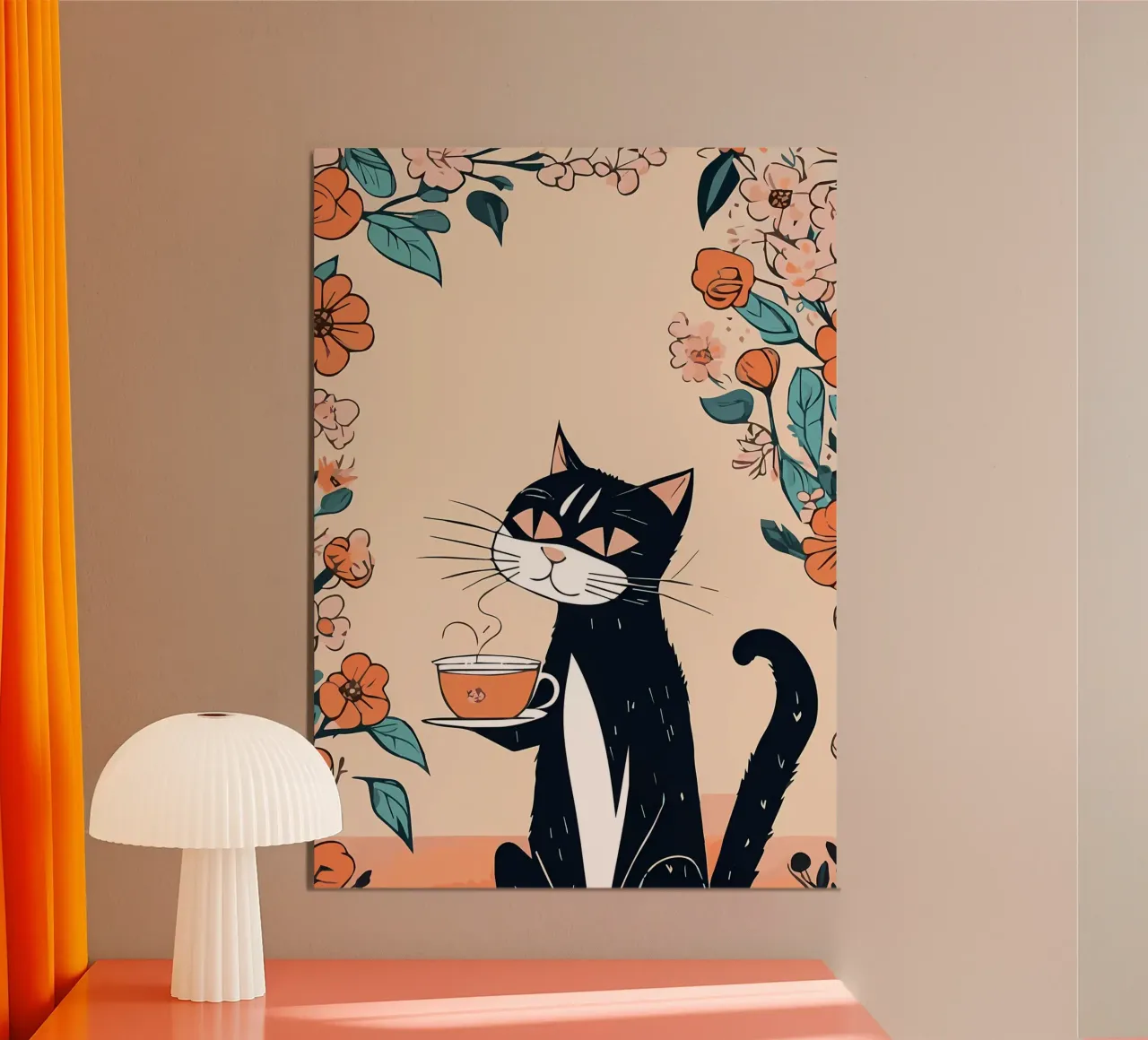 Gatto Caffè Fiori 2 alluminio dibond da Bartosz Powalka