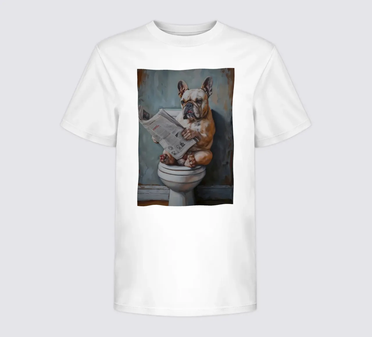 dog goes to the toilet kids t-shirt by Adrian Patel