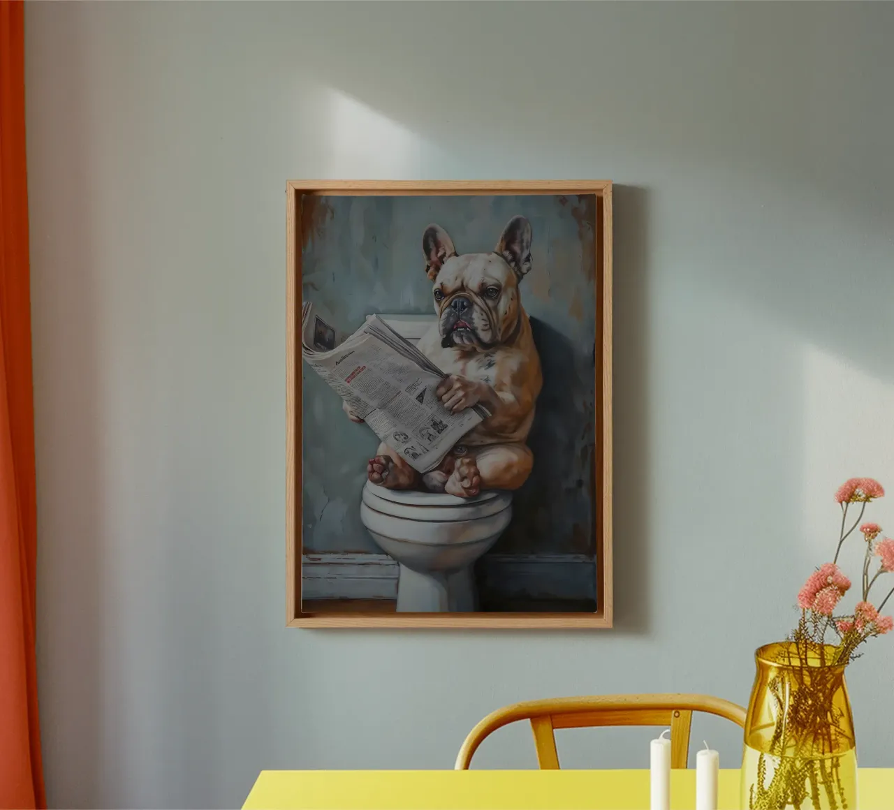 il cane va in bagno tela con Cornice a cassetta da Adrian Patel