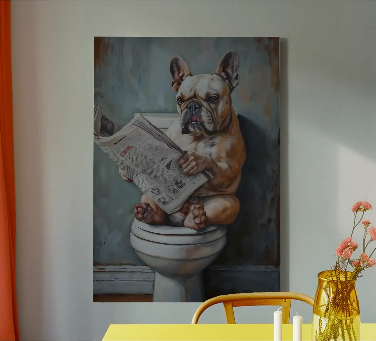 il cane va in bagno tela con Cornice a cassetta da Adrian Patel