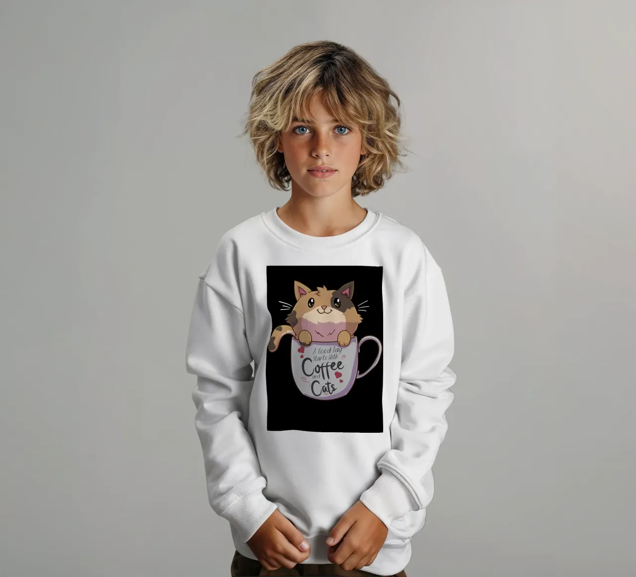 Gatto al caffè felpa bambino da Bartosz Powalka