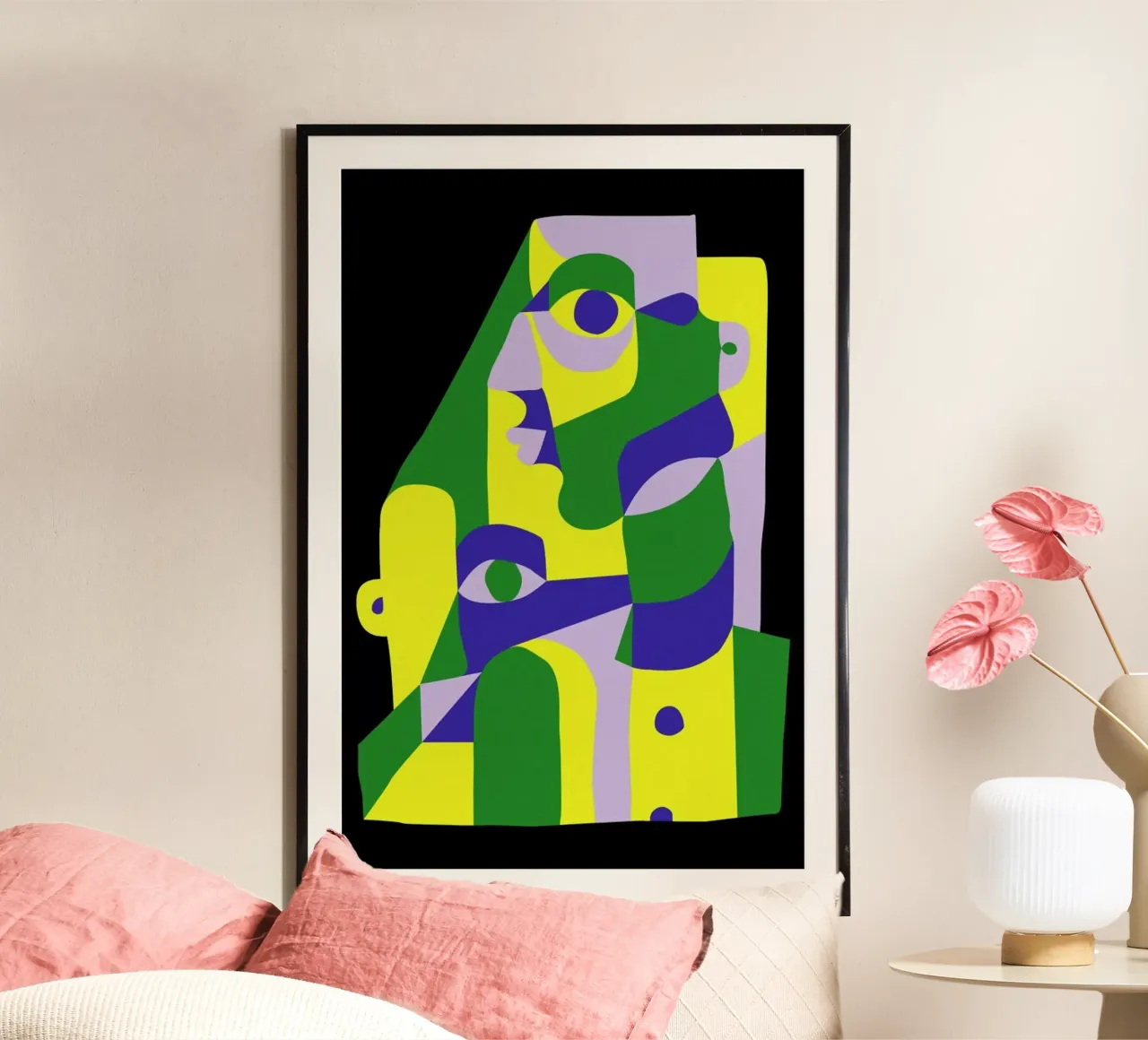 Lady At Tea Time poster con telaio in legno da Khyati Trehan