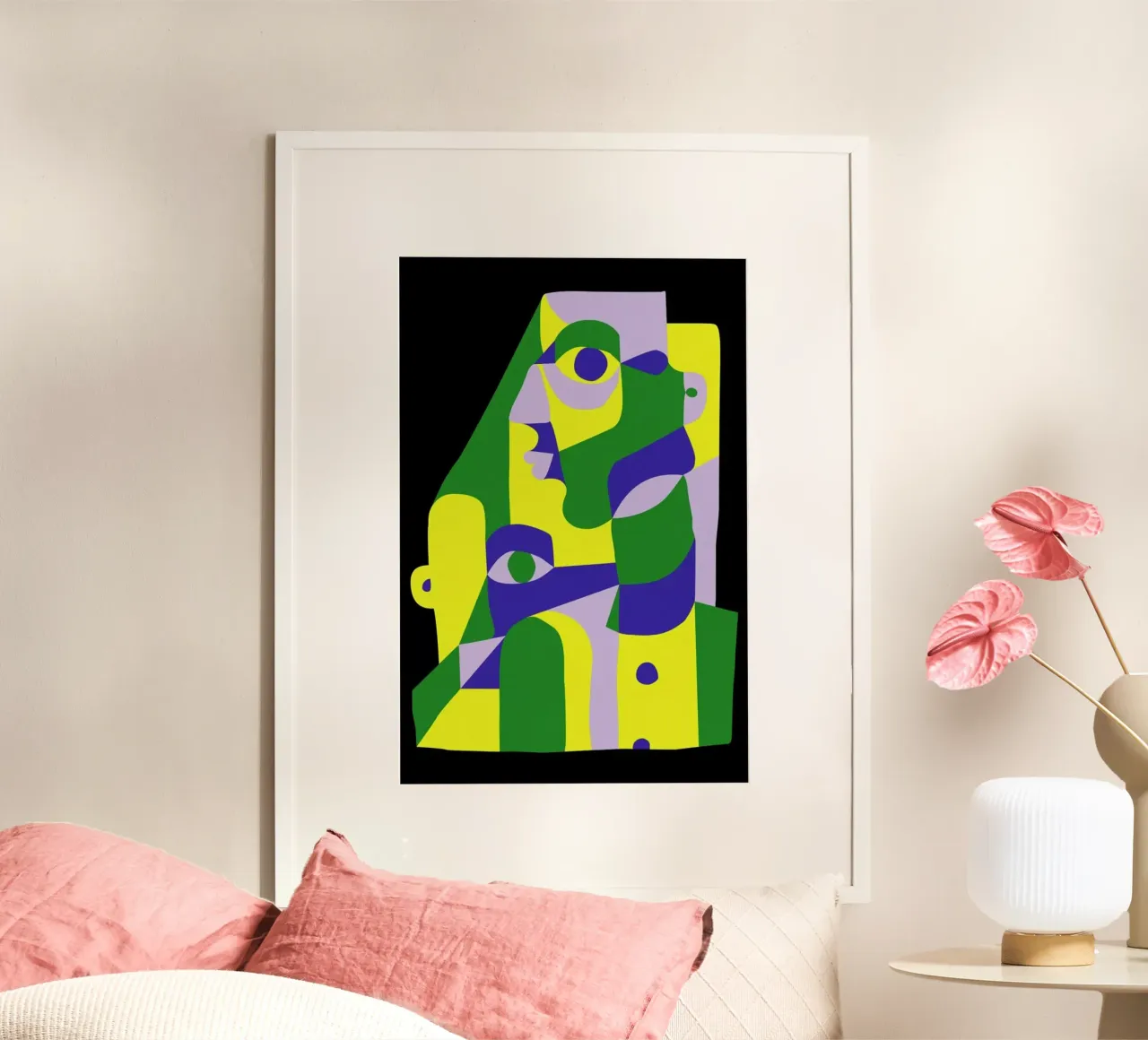 Lady At Tea Time poster con telaio in legno da Khyati Trehan