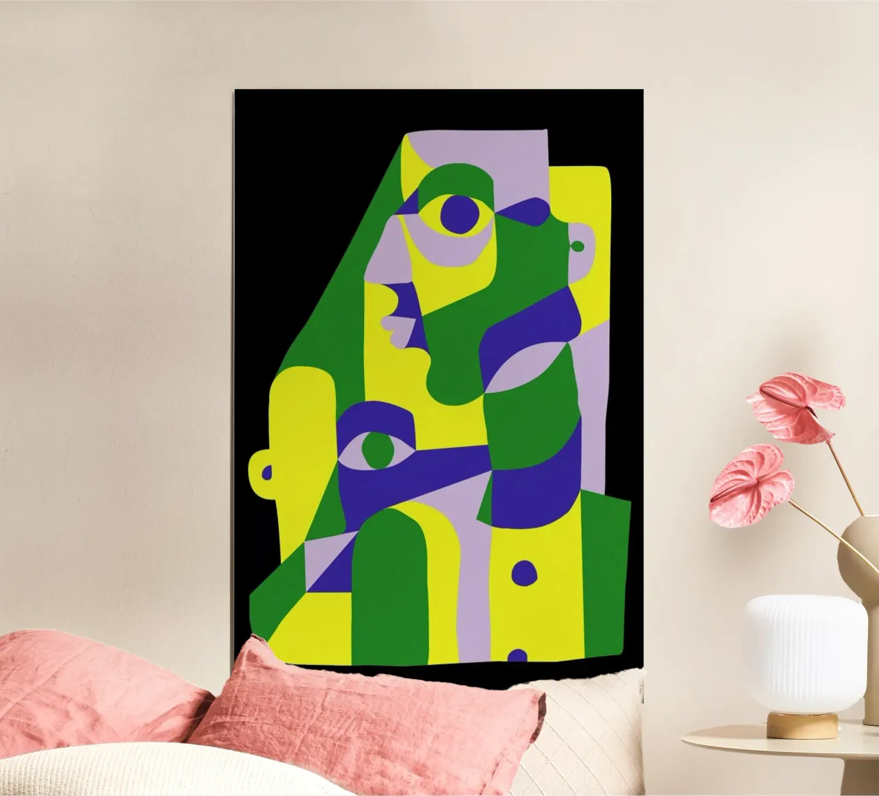 Lady At Tea Time poster con telaio in legno da Khyati Trehan