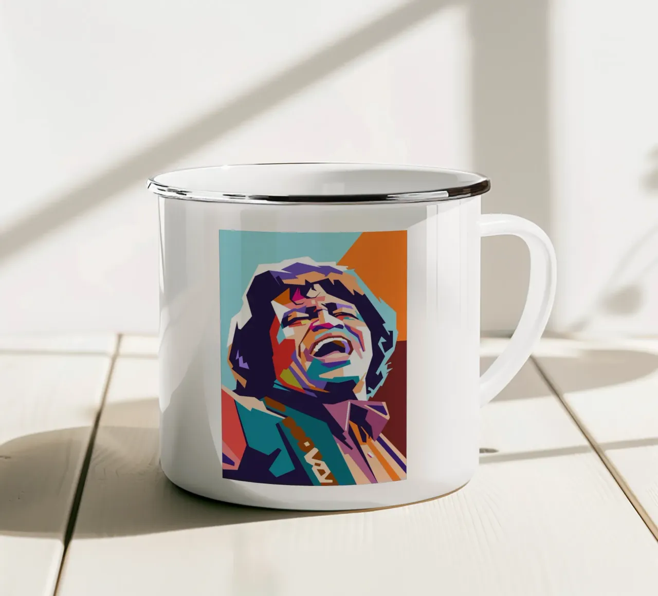 James Brown, cantante iconico tazza in smalto da Hantamrata