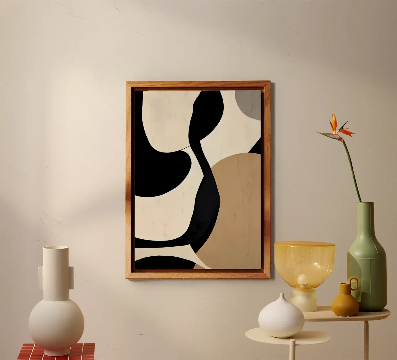 Beige Abstract Painting forex plate by Aiden Garcia