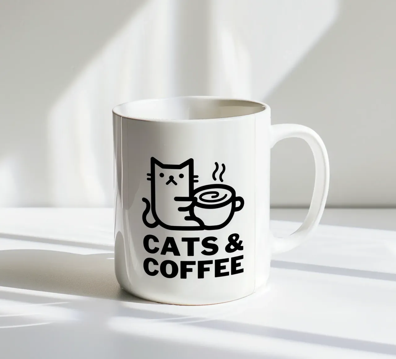 Katzen und Kaffee Keramik Tasse von Bartosz Powalka