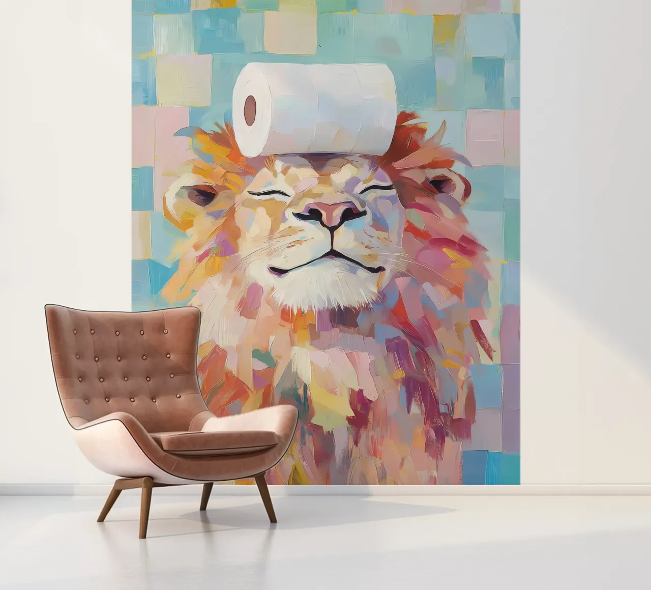 Lion with Toilet Paper photo wallpaper by Adrian Patel