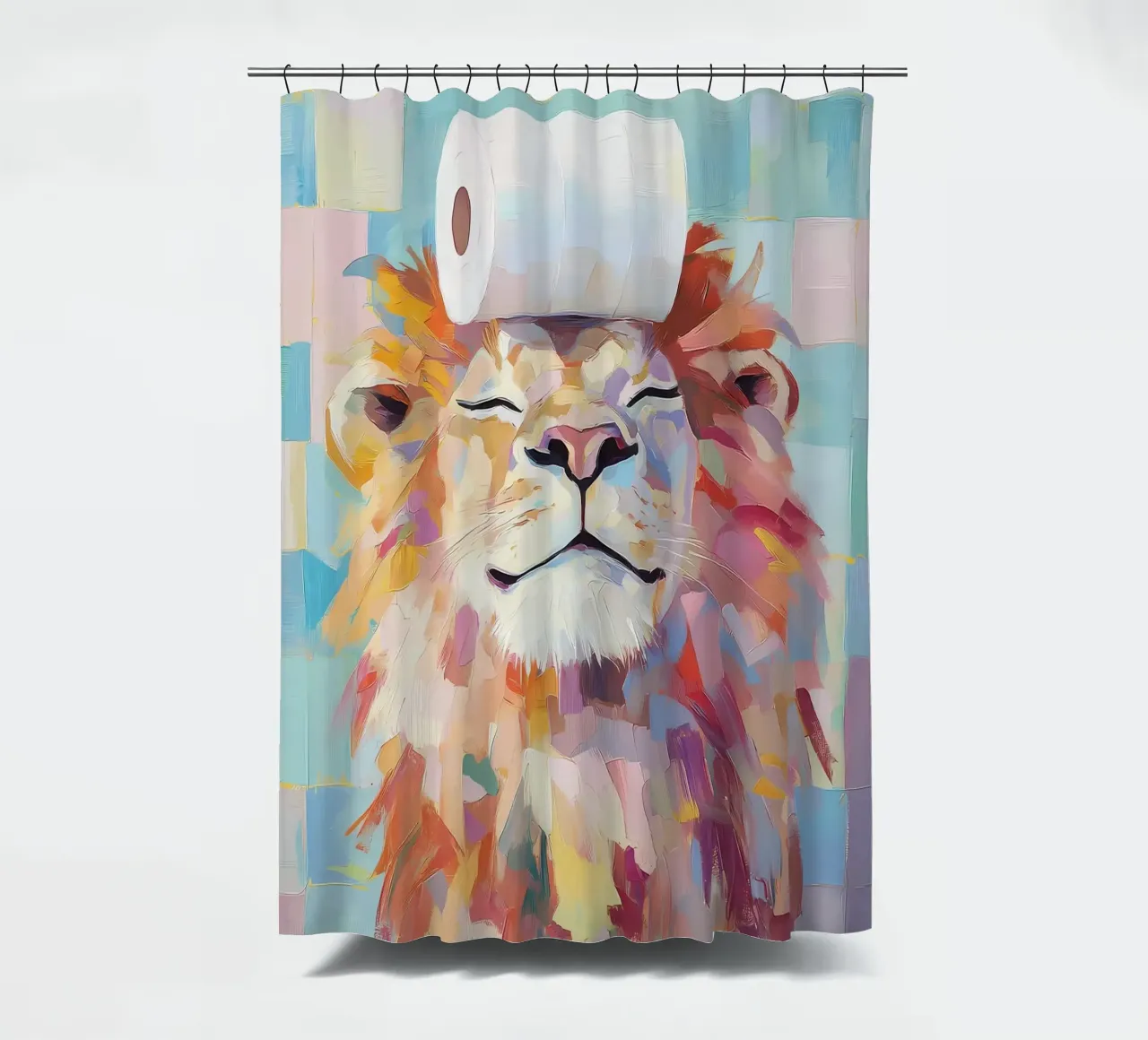 León con papel higiénico cortina de baño de Adrian Patel