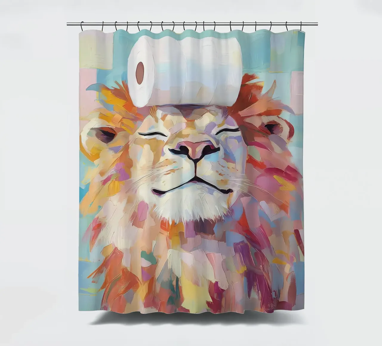 León con papel higiénico cortina de baño de Adrian Patel