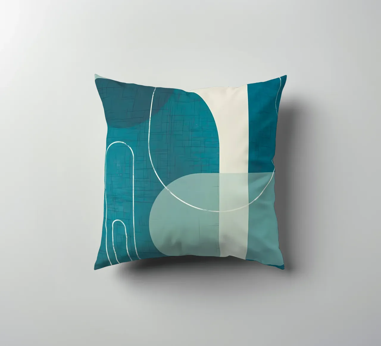 Archi Teal di metà secolo 1 cuscino da Aiden Garcia
