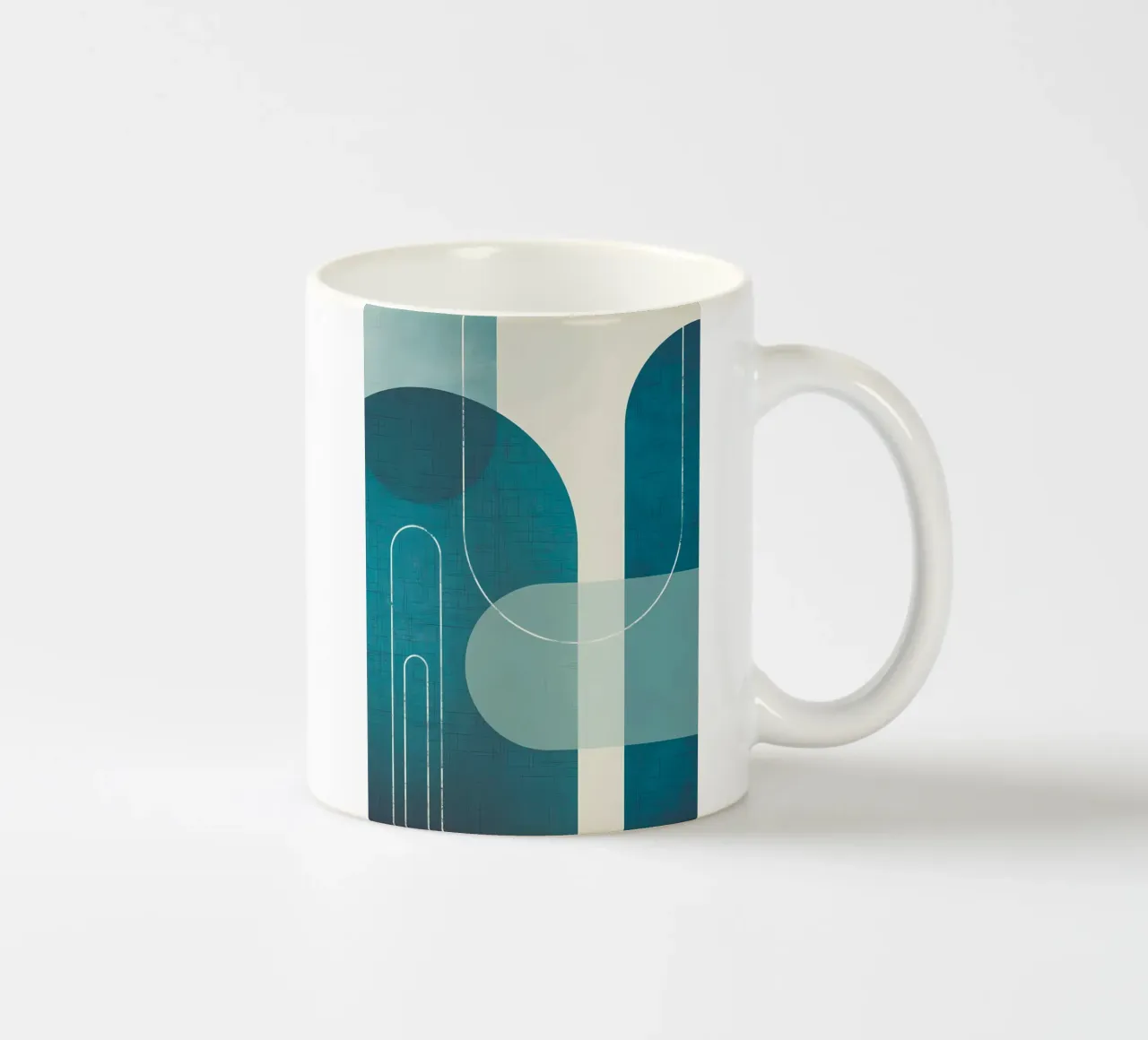 Archi Teal di metà secolo 1 tazza in ceramica da Aiden Garcia