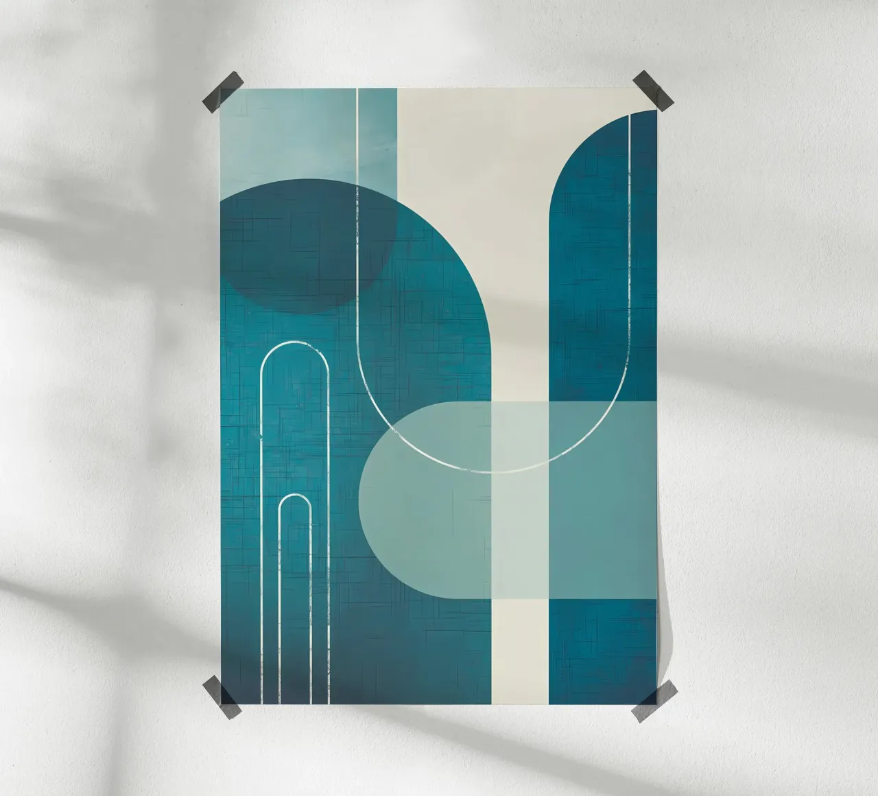 Archi Teal di metà secolo 1 carta hahnemühle da Aiden Garcia
