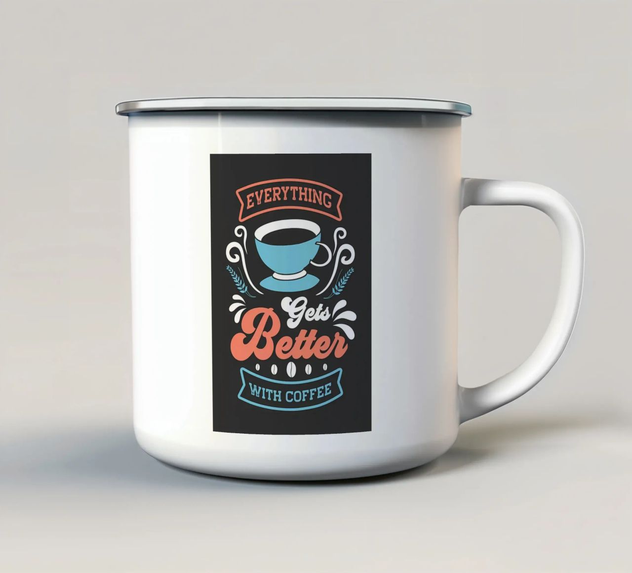 Besser mit Kaffee Emaille Tasse von Bartosz Powalka