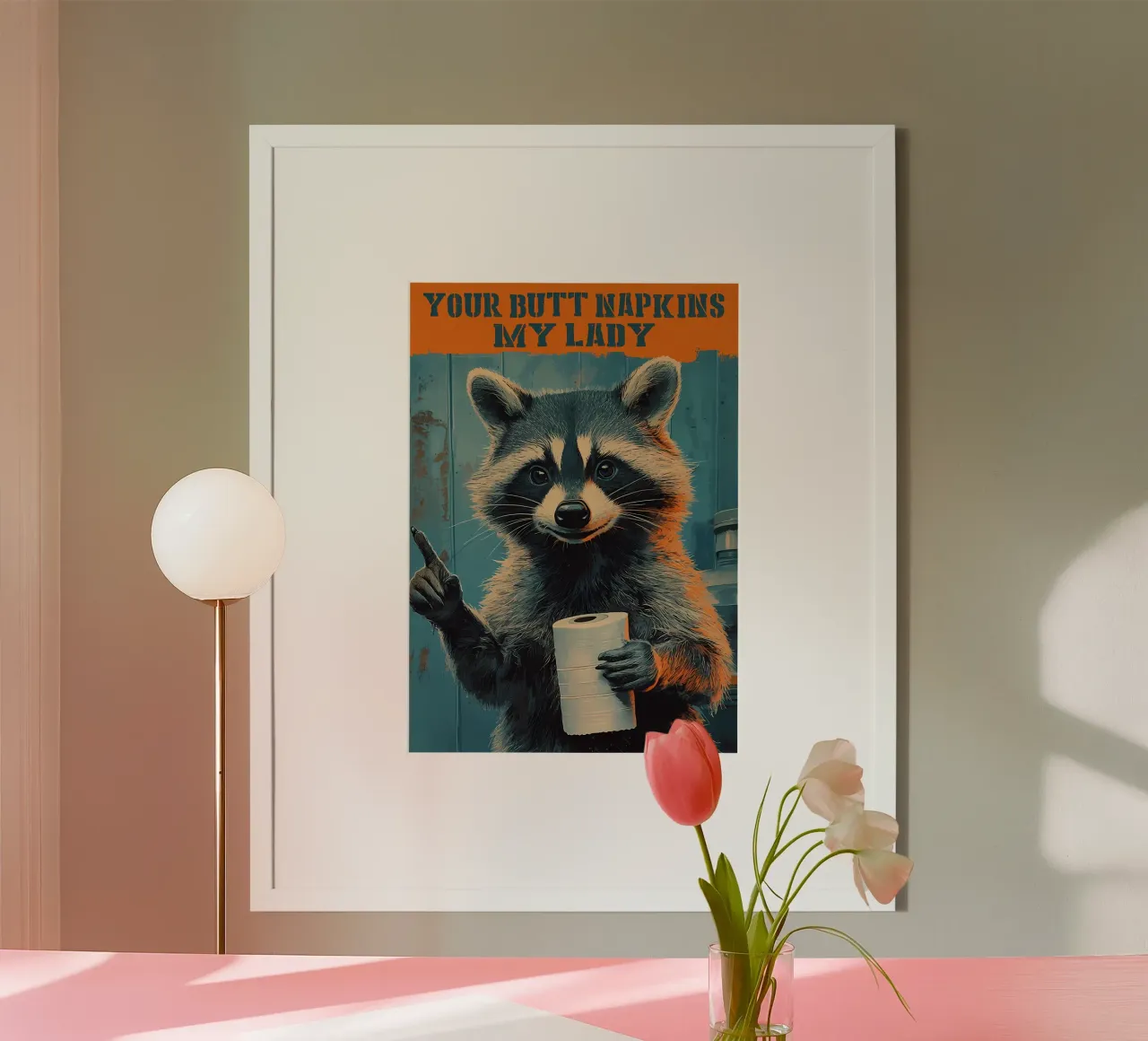 I vostri tovaglioli per il sedere, mia signora poster con telaio in plastica da Adrian Patel
