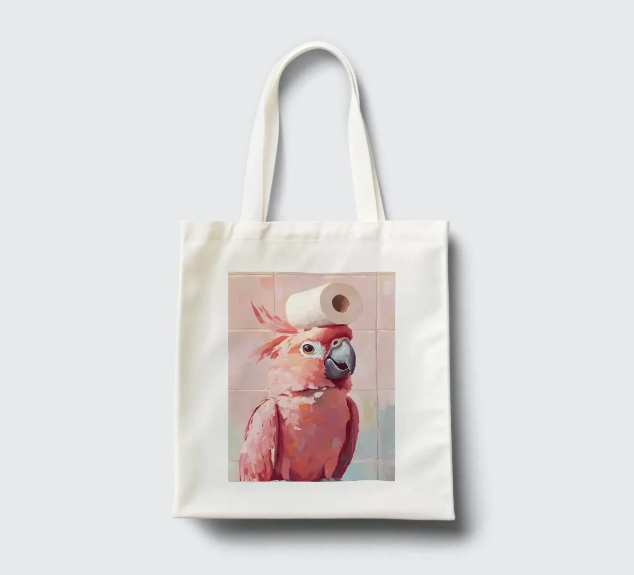 Pink Cockatoo with Toilet Paper tote bag by Adrian Patel
