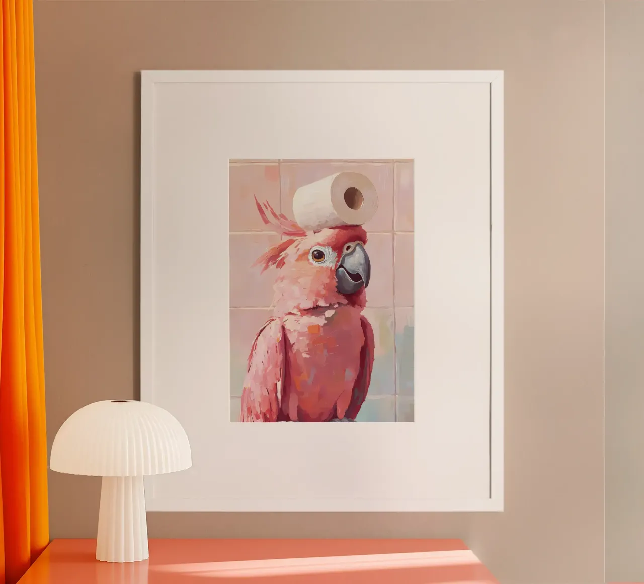 Cacatua rosa con carta igienica carta hahnemühle da Adrian Patel