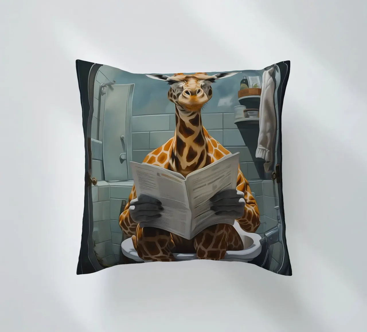 Giraffa Morning Business cuscino da Adrian Patel