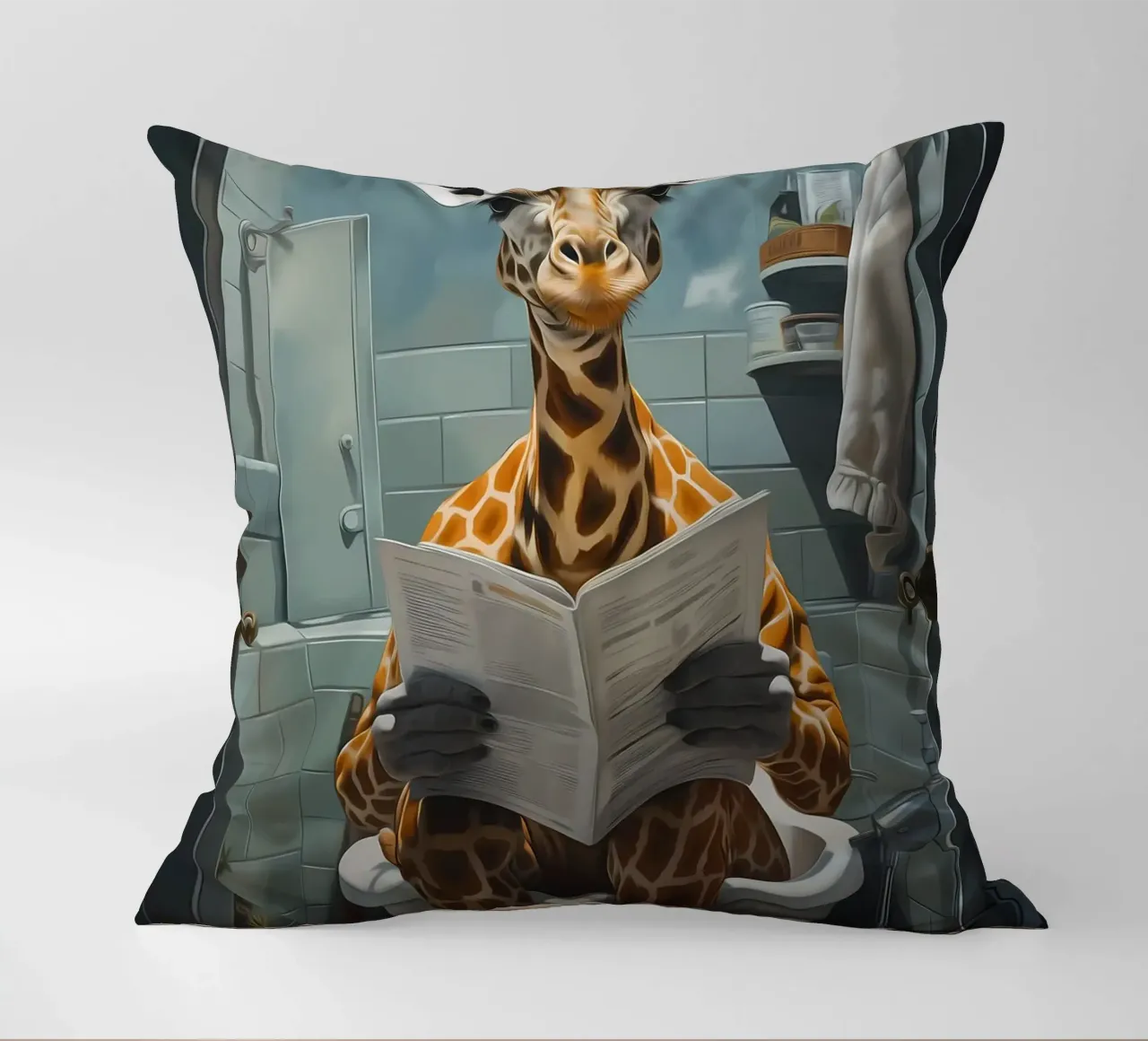 Giraffa Morning Business cuscino da Adrian Patel
